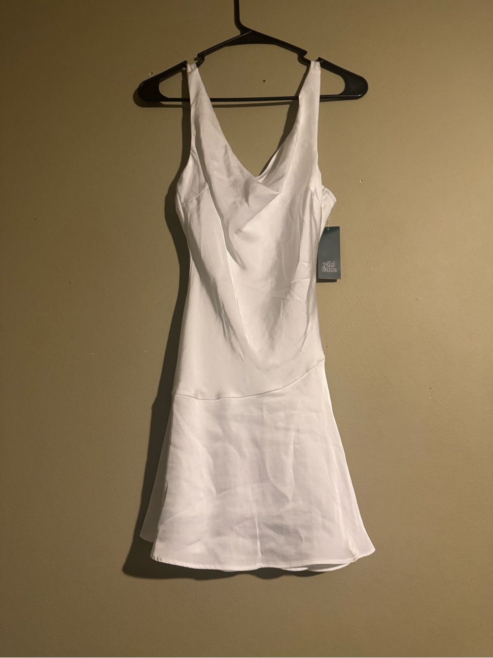White Satin Wild Fable, Women’s XS, Cowl Neck Mini Dress With Adjustable Straps